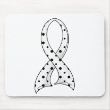 Polka Dot Pearl Ribbon Mesothelioma Mouse Mat