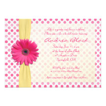 Polka Dot Pink Gerber Bridal Shower Invitation