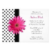 Polka Dot Pink Gerber Bridal Shower Invitation