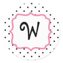 Polka Dot & Pink Monogram Sticker
