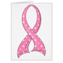Polka Dot Pink Ribbon Breast Cancer Card