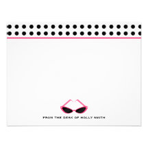 Polka Dot & Pink Sunglasses Flat Notecards Personalized Announcements