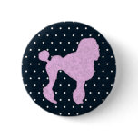 Polka Dot Poodle Pinback Buttons