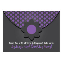 Polka Dot Purse Birthday Party Invitations