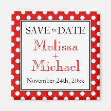 Polka Dot Red Save the Date magnet