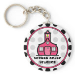 Polka Dot Second Grade Teacher Keychain