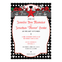 Polka Dot Tattoo Rockabilly Wedding Invitation