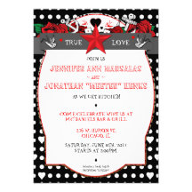 Polka Dot Tattoo Rockabilly Wedding Invitation