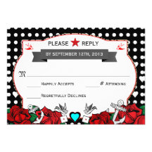 Polka Dot Tattoo Rockabilly Wedding Rsvp Card