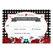 Polka Dot Tattoo Rockabilly Wedding Rsvp Card