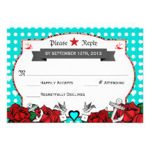 Polka Dot Tattoo Rockabilly Wedding Rsvp Card