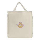 Polka Dot Tea Pot embroidered bags