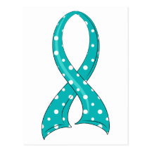 Polka Dot Teal Ribbon Cervical Cancer Post Cards
