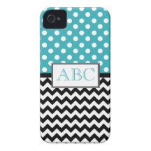 Polka Dot Turquoise & Chevron iPhone 4/4S Case iPhone 4 Case-Mate Cases