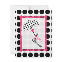 Polka Dot Umbrella Baby Shower Invitation