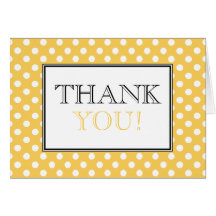 Polka Dot Yellow & White Thank You Card