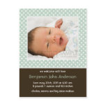 Polka Dots Aqua/Brown • Baby Announcement postcards