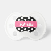 Polka Dots Baby Girl  Custom Name P544 Pacifiers