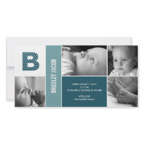 Polka Dots Initial Baby Birth Announcement Photo Card Template