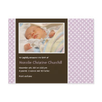 Polka Dots Lilac/Brown • Baby Announcement