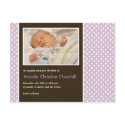 Polka Dots Lilac/Brown • Baby Announcement postcards