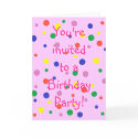 Polka Dots on Pink Birthday Party Invitation Cards