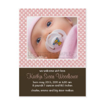 Polka Dots Pink/Brown • Baby Announcement