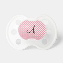 Polka dots pink white monogram