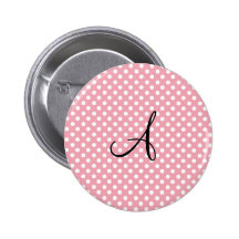 Polka dots pink white monogram