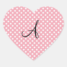 Polka dots pink white monogram sticker