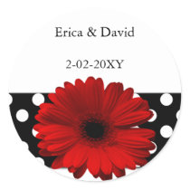 polka dots red gerbera envelope seals