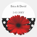 polka dots red gerbera envelope seals sticker