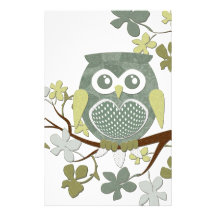 Polka Tree Owl Stationery