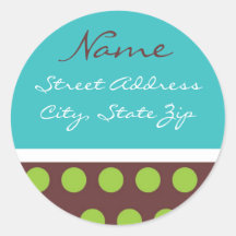 PolkADot Address Lables Round Sticker