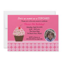 Polkadot Ladybugs *PHOTO* Birthday 5x7 Announcement