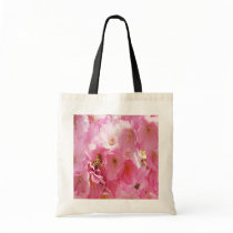 POLLINATING BEE PURPLE FLOWER TOTE BAG