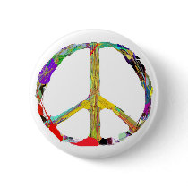 Pollock-Style Peace Symbol Button