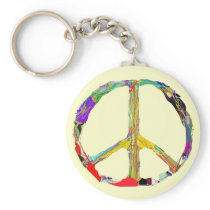 Pollock-Style Peace Symbol Keychain