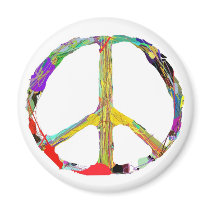 Pollock-Style Peace Symbol Magnet