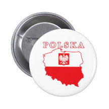Polska Map With Eagle Pinback Button