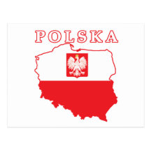 Polska Map With Eagle Postcard