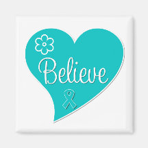 Polycystic Kidney Disease PKD Believe Teal Heart Refrigerator Magnet