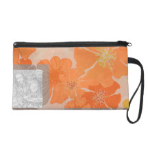 Polynesian Hawaiian Theme Photo Insert Wristlet Clutch