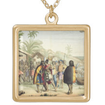 Polynesian Natives Greeting and Rubbing Noses, eng Pendant