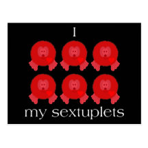 Pom Pom Sextuplets Postcard