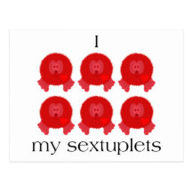 Pom Pom Sextuplets Postcard