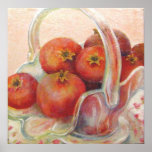 Pomegranates in Glass Basket Print
