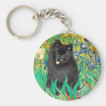 Pomeranian (black) - Irises Key Chain