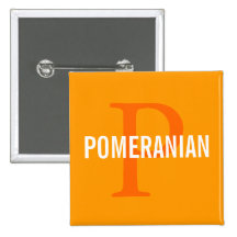 Pomeranian Breed Monogram Design Pins