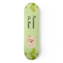 Pomeranian - Green Leaf Design Skate Board